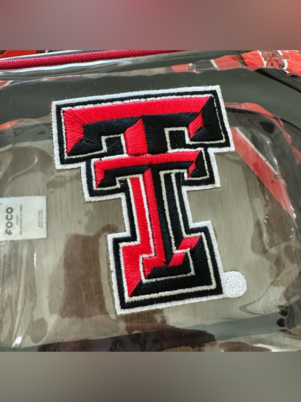 NWT! Texas Tech Red Raiders Clear Zippered Bag, Adjustable Strap, 8” x 5.5” x 3” - Picture 3 of 9